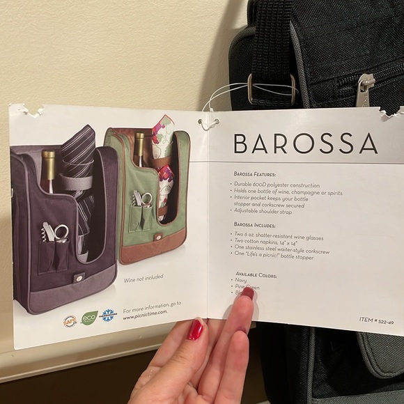 NWT Picnic Time Insulated Barossa Wine Tote Bag w/ 2 glasses, cork, corkscrew. - Picture 4 of 11